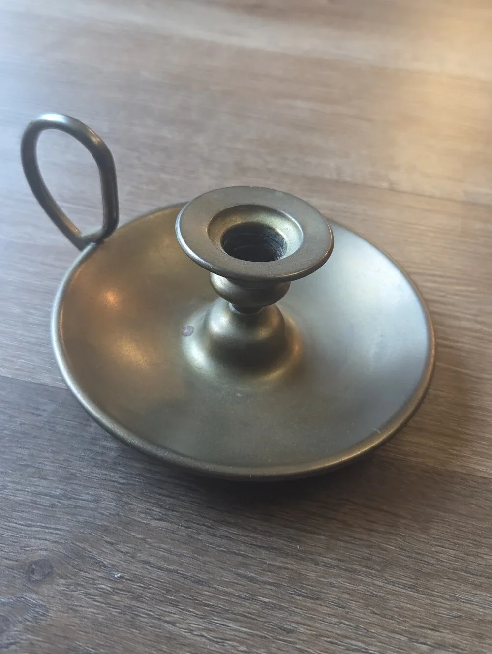 Vintage The Buffalo MFG Co. Brass Chambersick Candle Holder w/Thumb Loop